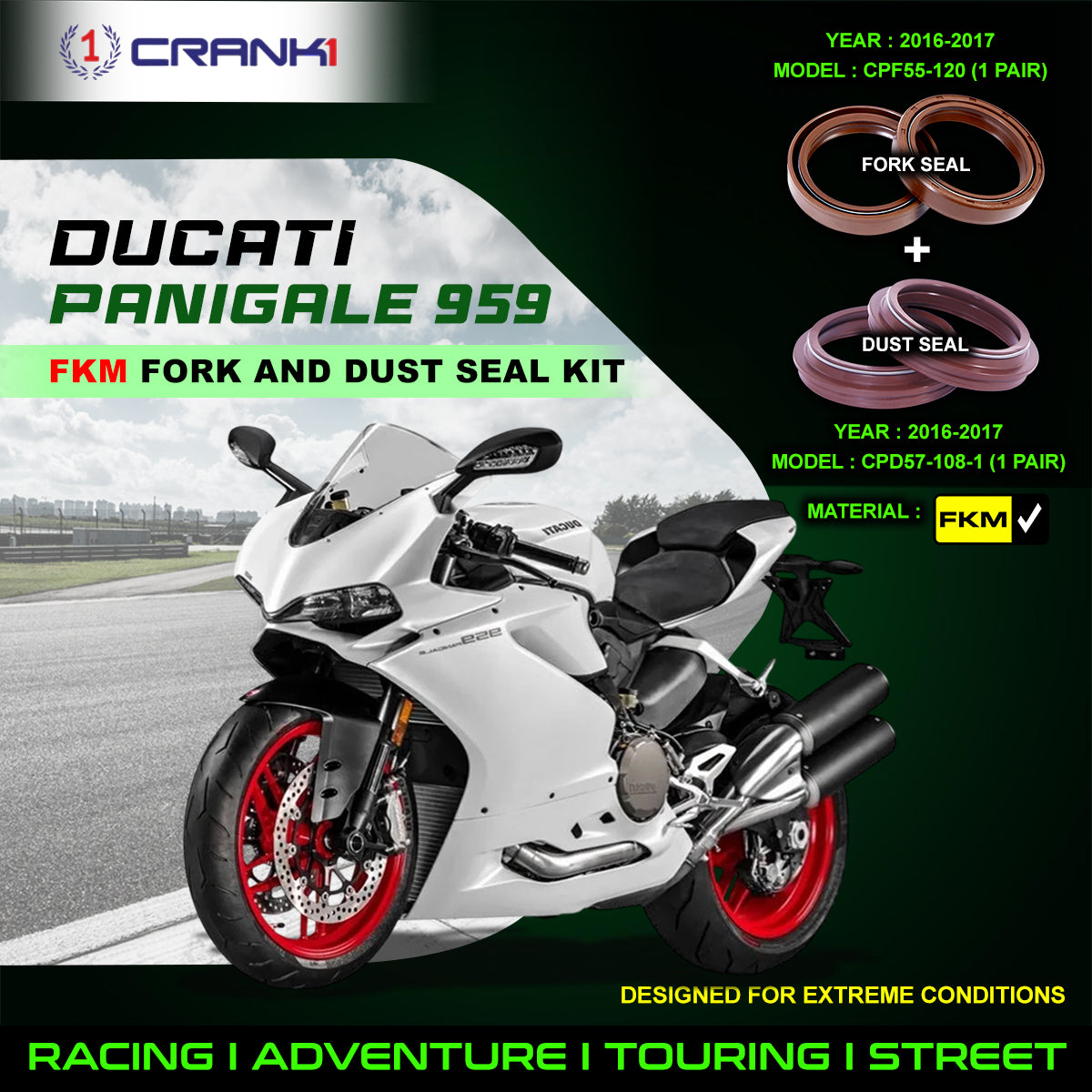 Fork And Dust Seals Kit For Ducati Panigale 959 (2016-2017)
