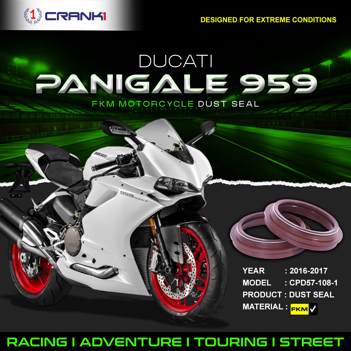 Fork Dust Seals Pair For Ducati Panigale 959 (2016-2017) - CPD57-108-1