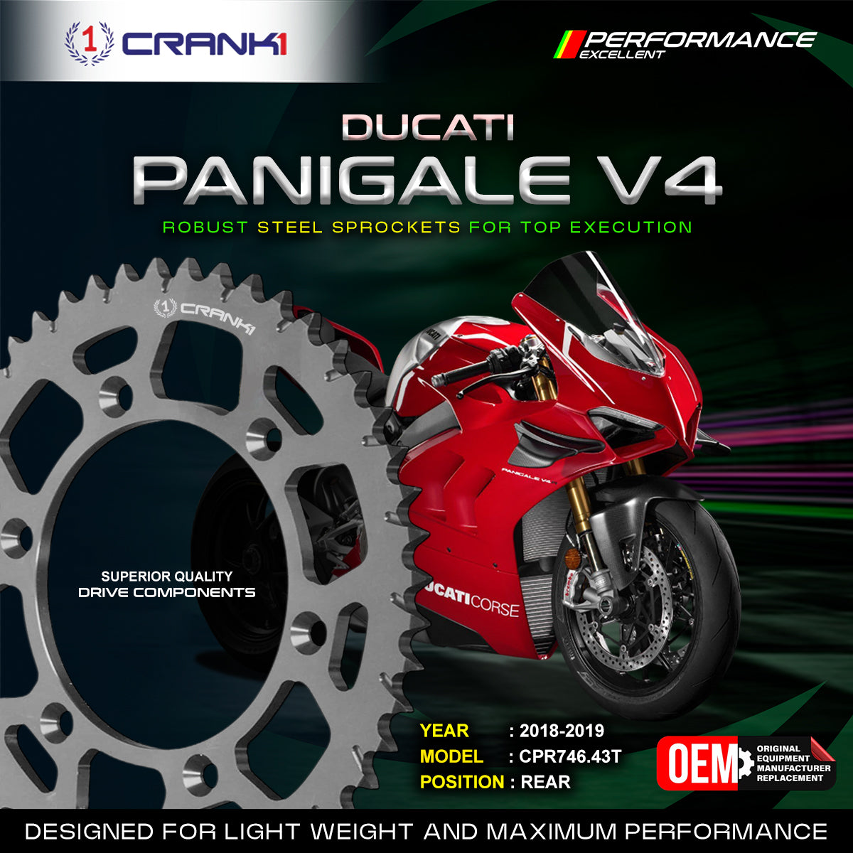 Sprocket For Ducati Panigale V4 (2018-2019) - Rear - CPR746.43T