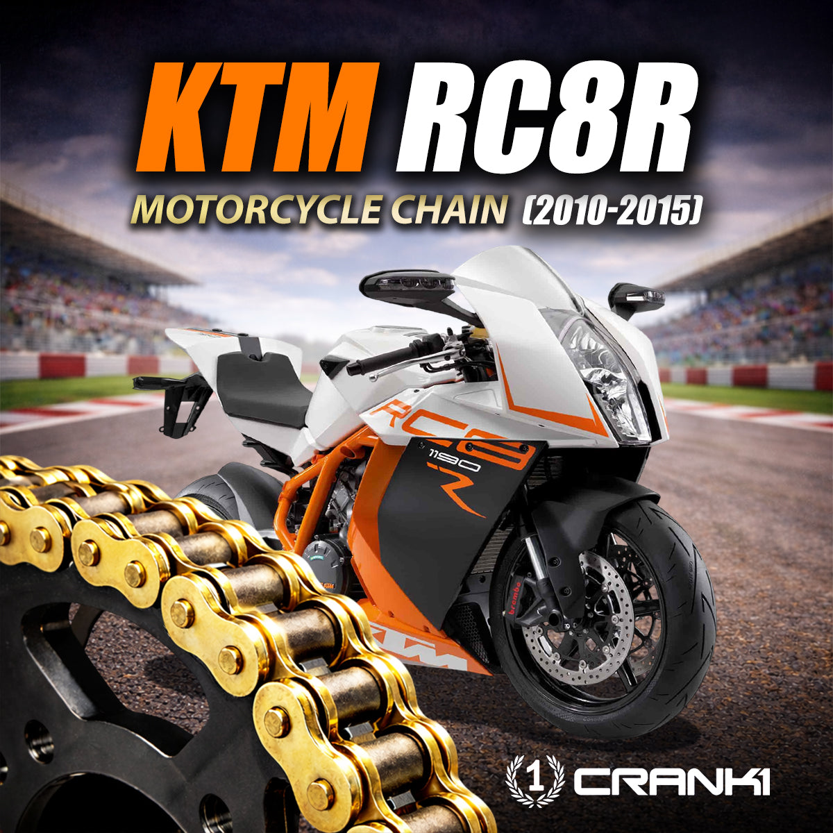 Chain For KTM RC8R (2010-2015) - 525 Pitch x 118 Links Gold (ZVMX)