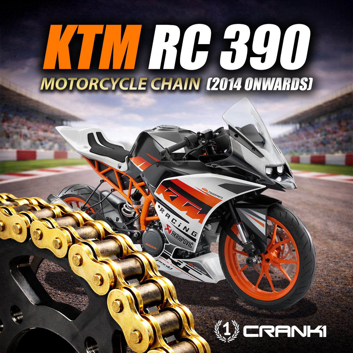 Chain For KTM RC 390 (2014 Onwards) - 520 Pitch x 112 Links Gold (ZVMX)