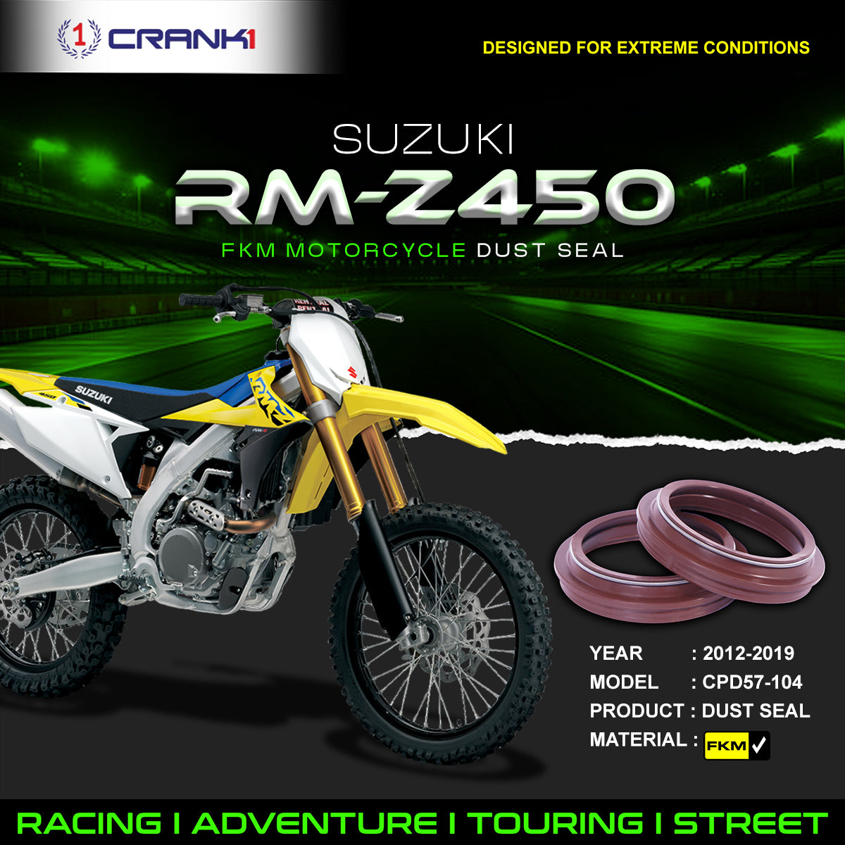 Fork Dust Seals Pair For Suzuki RM-Z450 (2012-2019) - CPD57-104