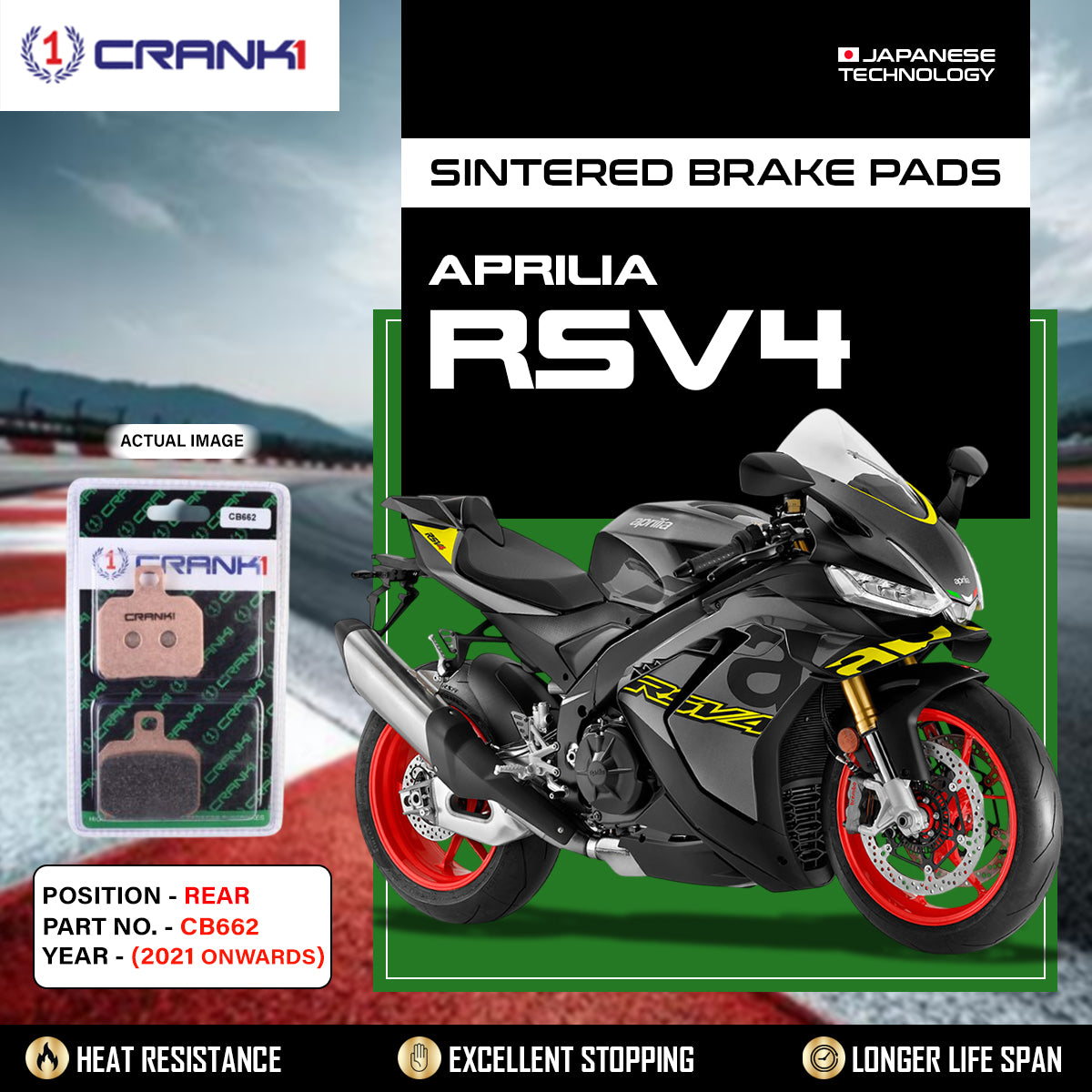 Sintered Brake Pads For Aprilia RSV4 (2021 Onwards) - Rear - CB662