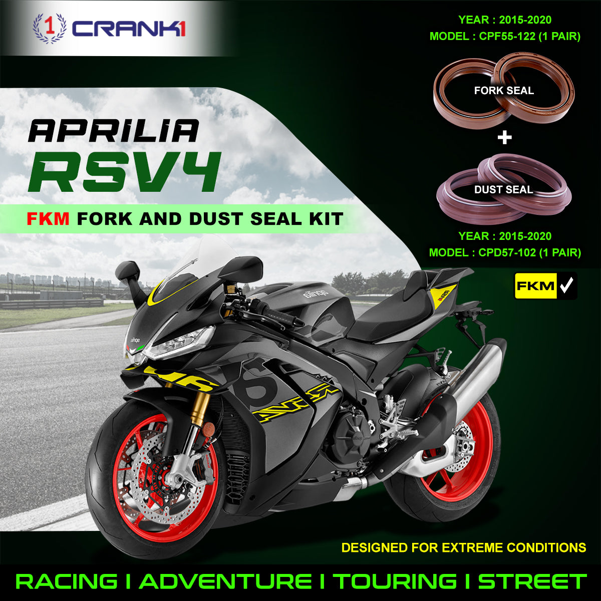 Fork And Dust Seals Kit For Aprilia RSV4 (2015-2020)