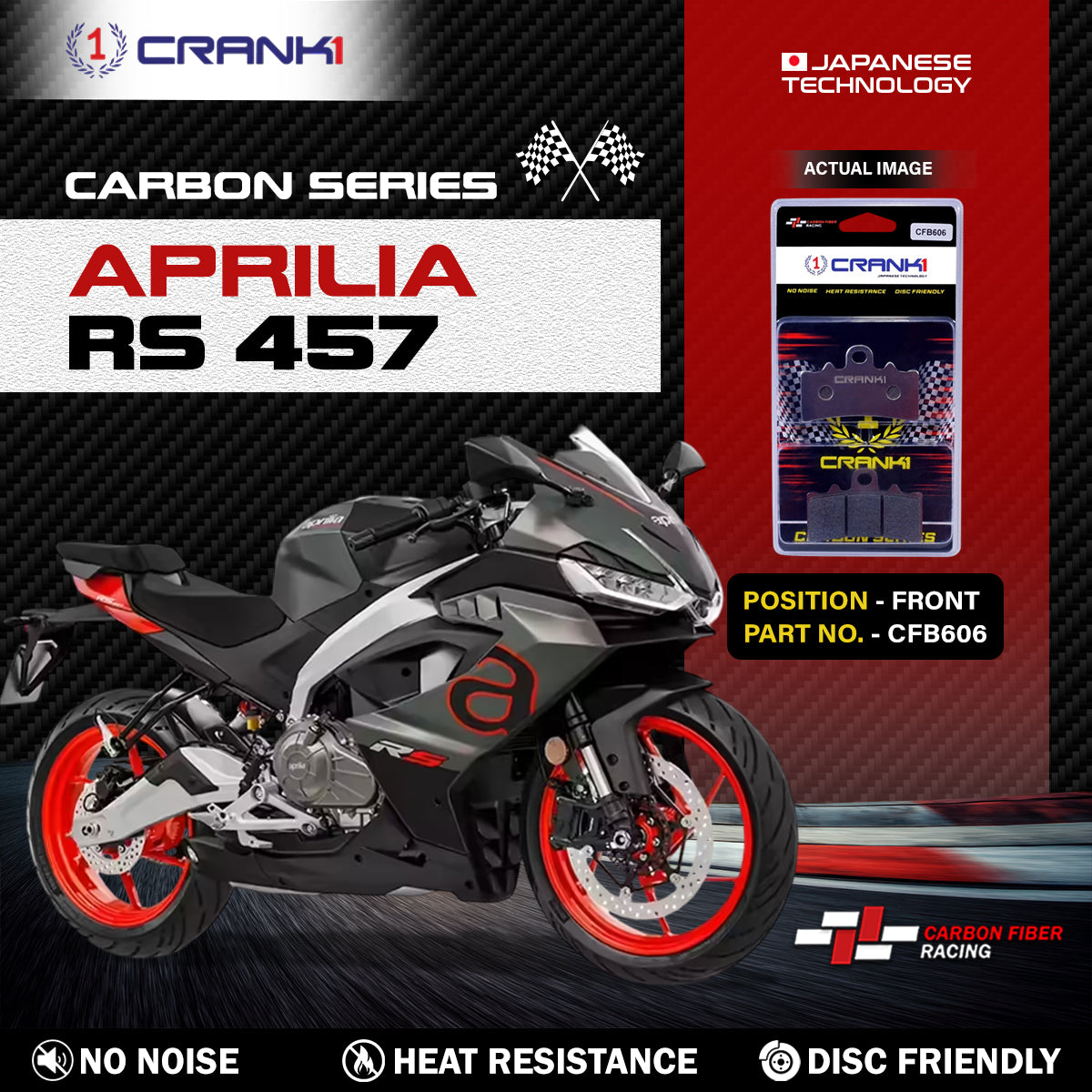 Carbon Brake Pads For Aprilia RS 457 - Front - CFB606