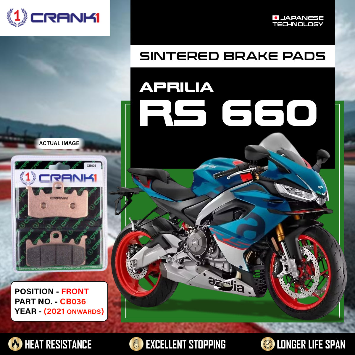 Sintered Brake Pads For Aprilia RS 660 (2021 Onwards) - Front - CB036 - 2 Sets