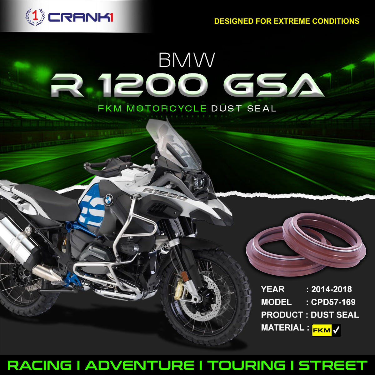 Fork Dust Seals Pair For BMW R 1200 GSA (2014-2018) - CPD57-169