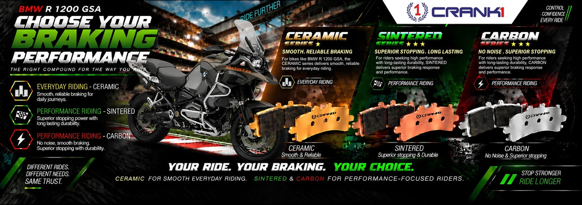 Ceramic Brake Pads For  BMW R 1200 GSA (2014-2018) - Rear - CRM859 - 1 Set | Smooth Braking | Heat Resistant | Long Life | Disc Friendly