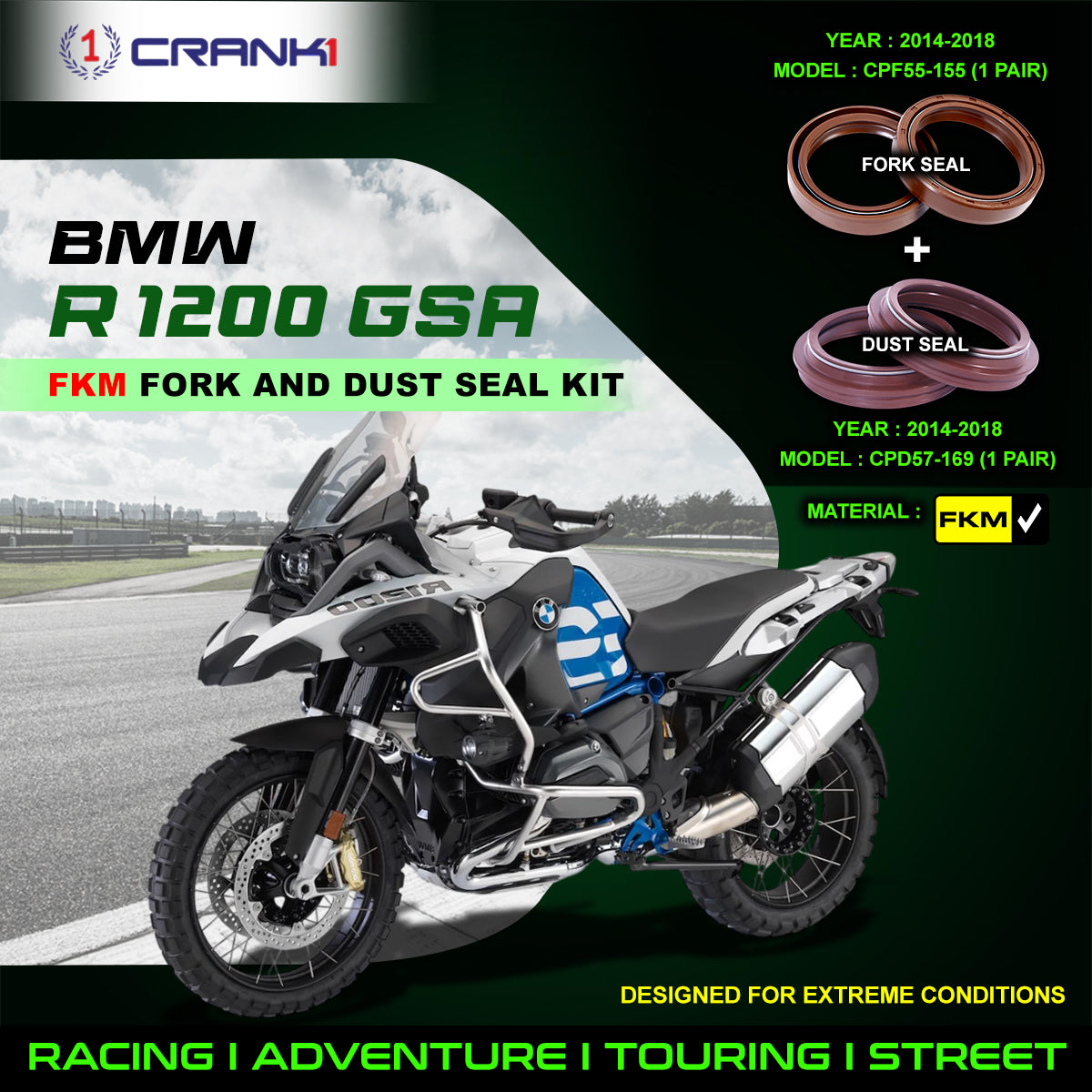 Fork And Dust Seals Kit For BMW R 1200 GSA (2014-2018)