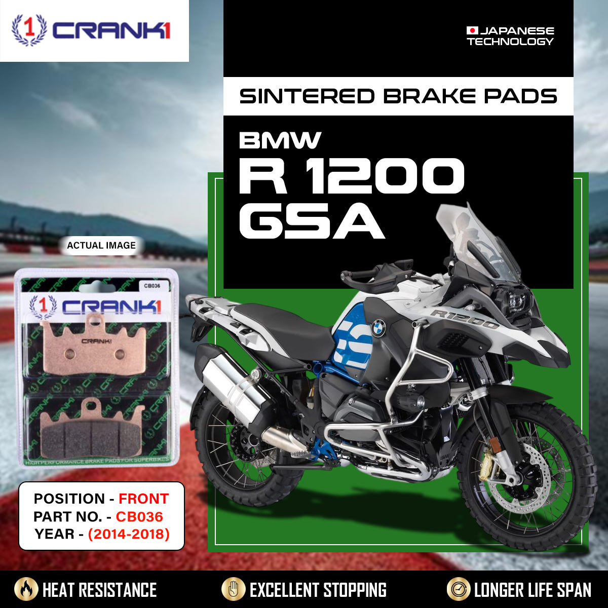 Sintered Brake Pads For BMW R 1200 GSA (2014-2018) - Front - CB036 - 2 Sets