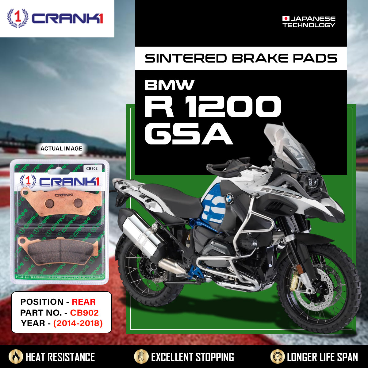Sintered Brake Pads For BMW R 1200 GSA (2014-2018) - Rear - CB902