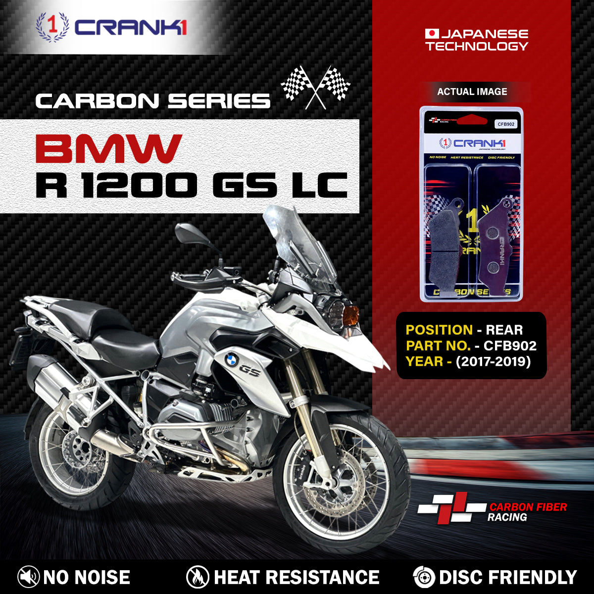 Carbon Brake Pads For BMW R 1200 GS LC (2017-2019) - Rear - CFB902