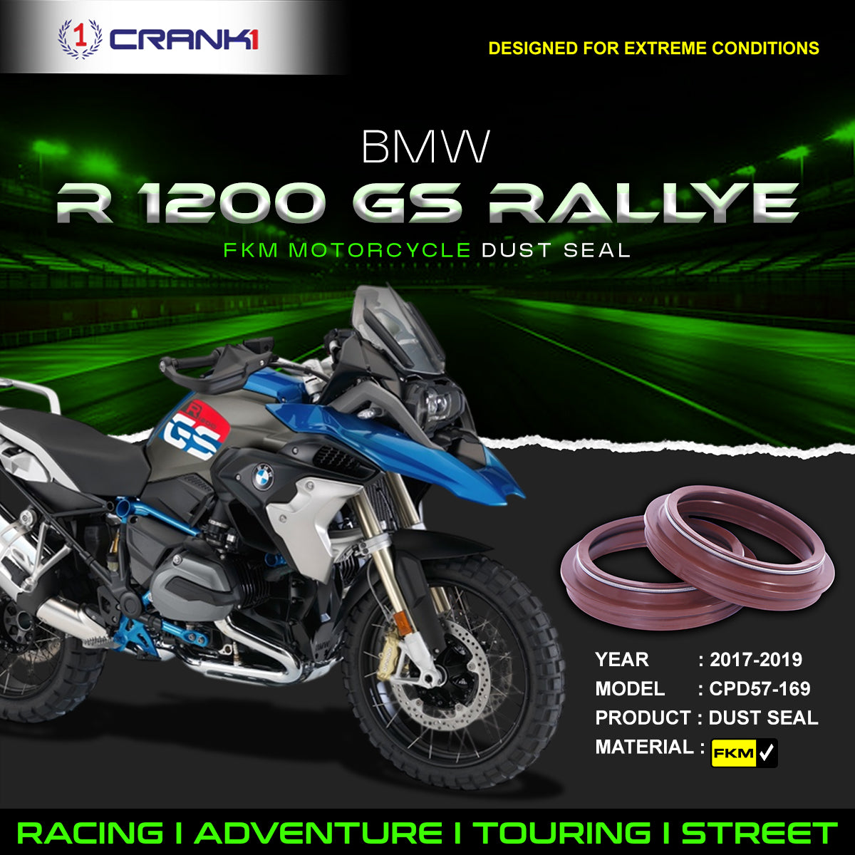 Fork Dust Seals Pair For BMW R 1200 GS Rallye (2017-2019) - CPD57-169