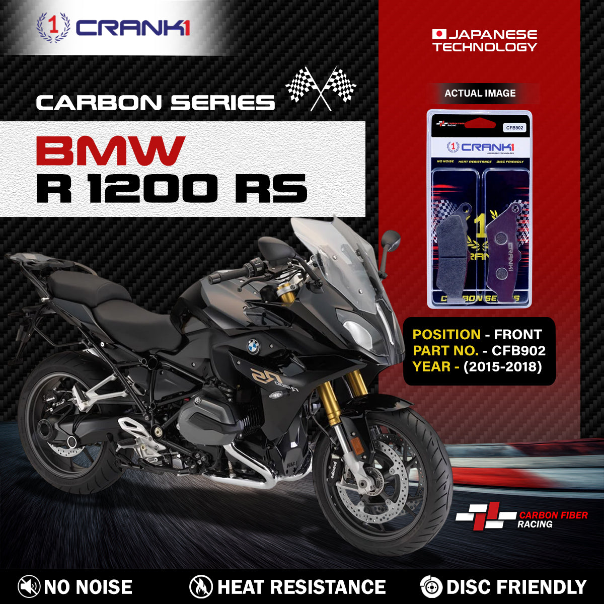 Carbon Brake Pads For BMW R 1200 RS (2015-2018) - Front - CFB902 - 2 Sets