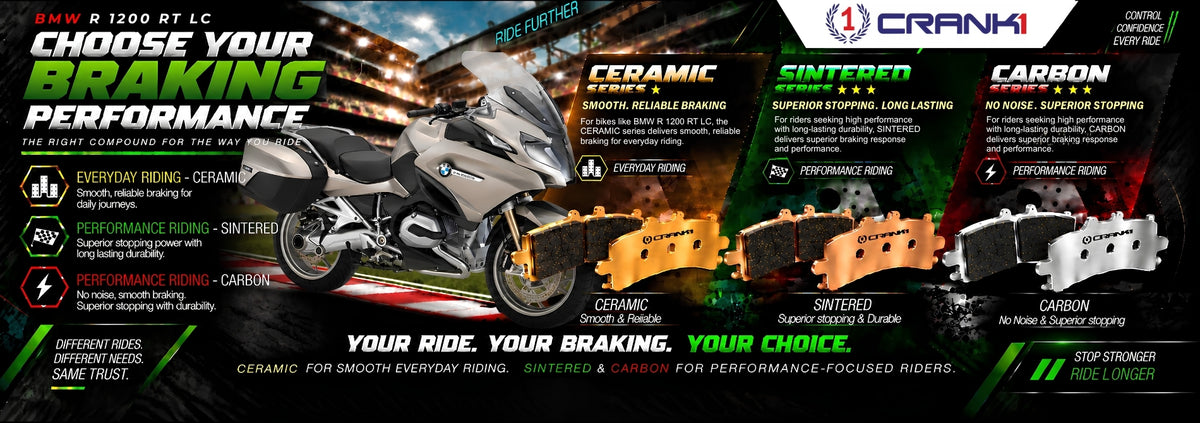 Ceramic Brake Pads For  BMW R 1200 RT LC (2014-2018) - Front - CRM0709 - 2 Sets | Smooth Braking | Heat Resistant | Long Life | Disc Friendly