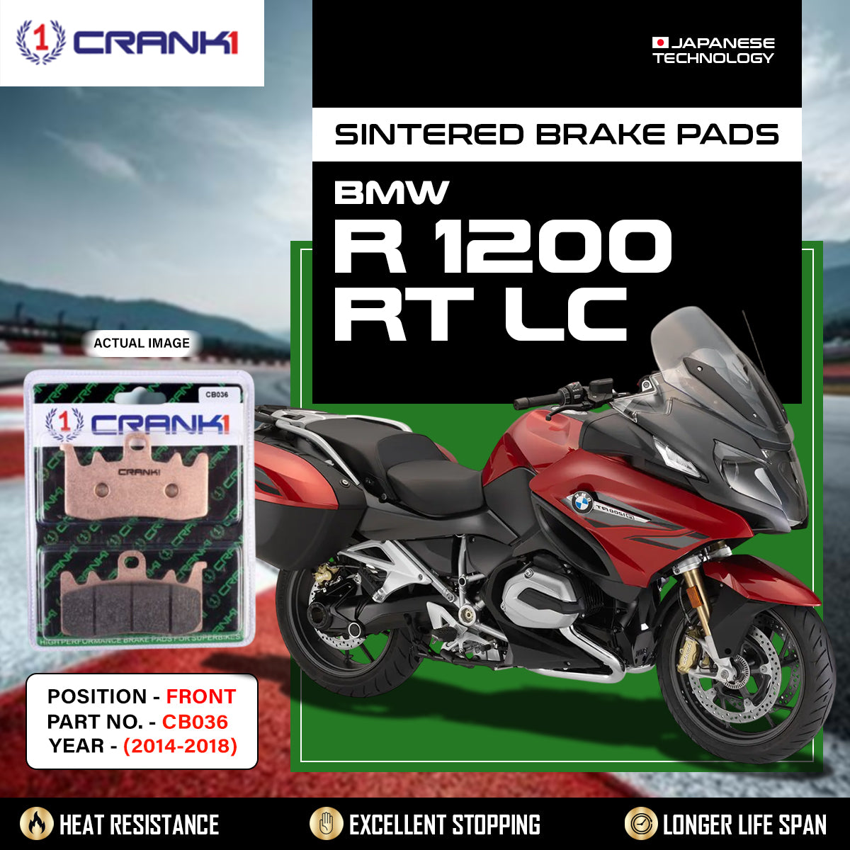 Sintered Brake Pads For BMW R 1200 RT LC (2014-2018) - Front - CB036 - 2 Sets