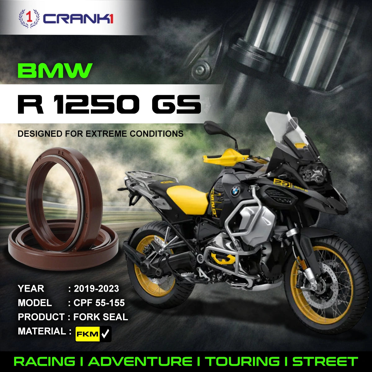 Fork Oil Seals Pair For BMW R 1250 GS (2019-2023) - CPF55-155