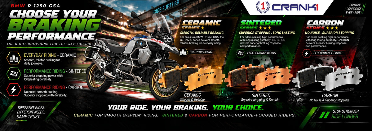 Ceramic Brake Pads For  BMW R 1250 GSA (2019-2023) - Rear - CRM859 - 1 Set | Smooth Braking | Heat Resistant | Long Life | Disc Friendly
