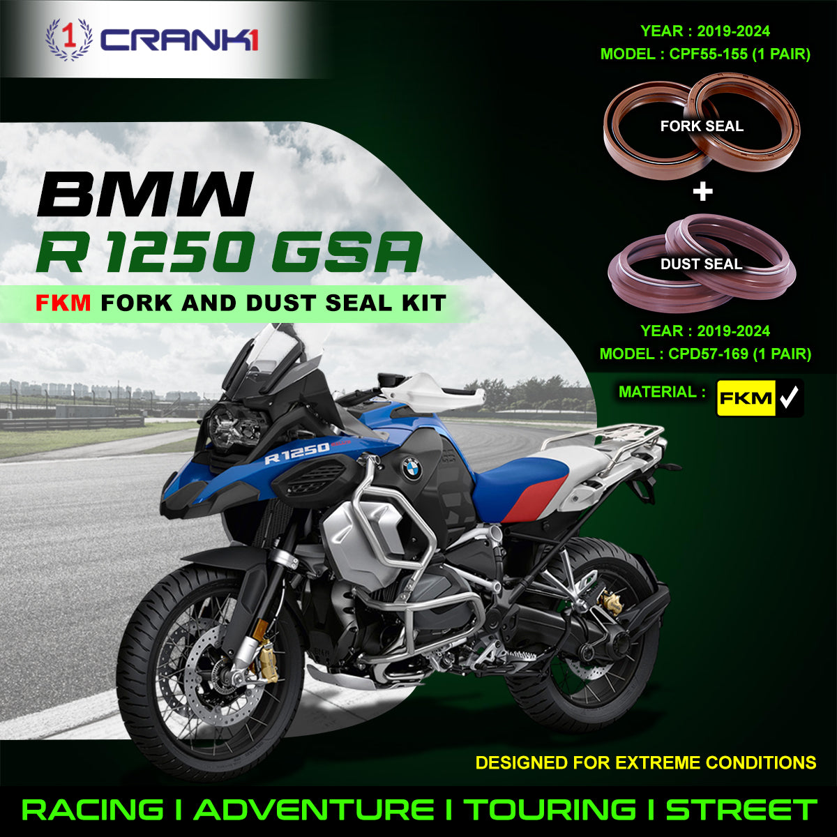Fork And Dust Seals Kit For BMW R 1250 GSA (2019-2024)