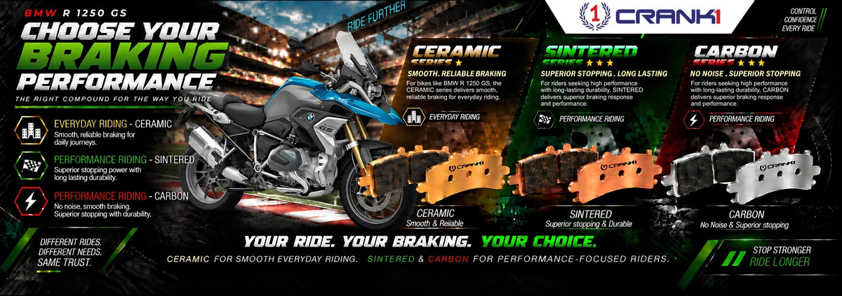 Ceramic Brake Pads For  BMW R 1250 GS  (2019-2023) - Front - CRM0709 - 2 Sets | Smooth Braking | Heat Resistant | Long Life | Disc Friendly