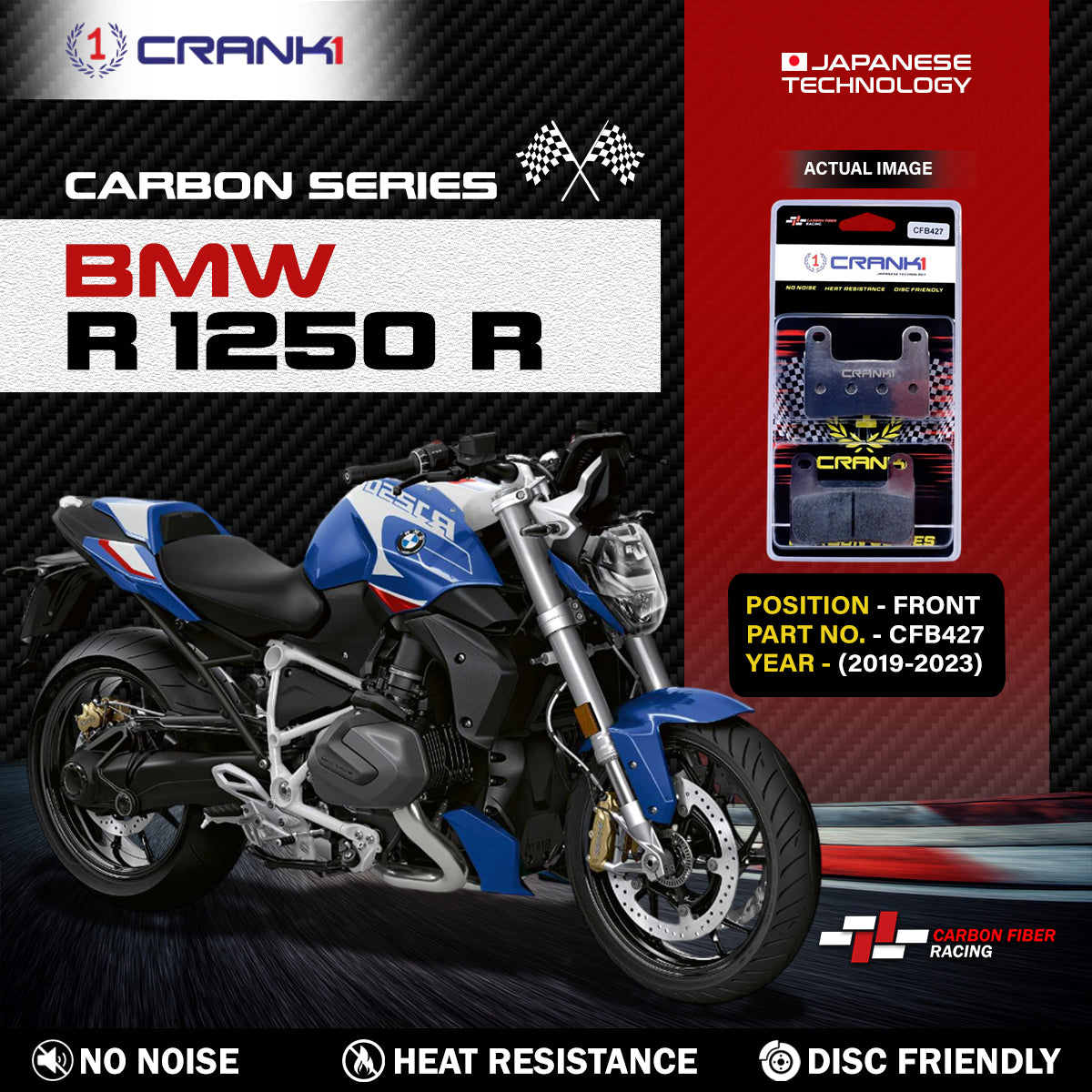 Carbon Brake Pads For BMW R 1250 R (2019-2023) - Front - CFB427 - 2 Sets