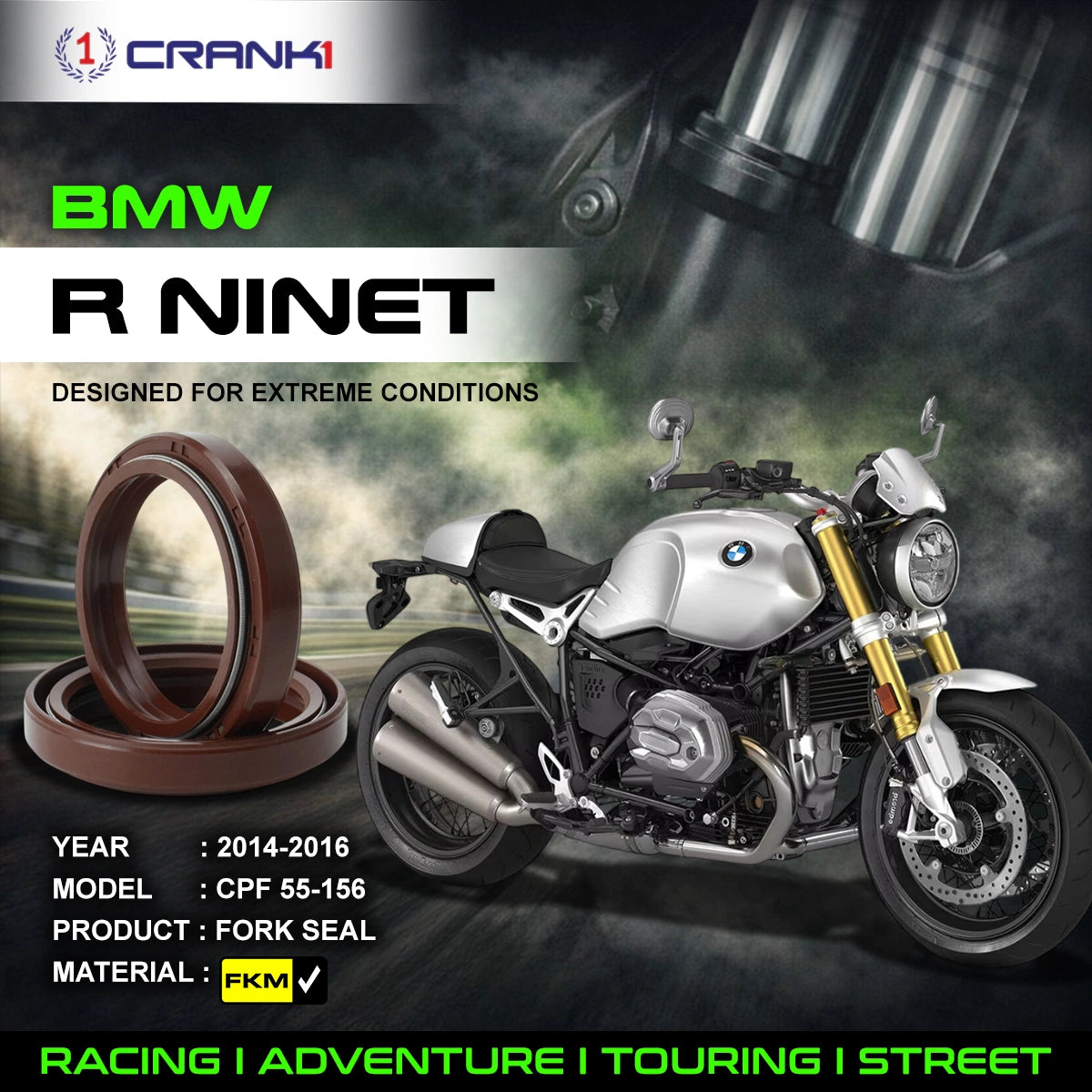 Fork Oil Seals Pair For BMW R nineT (2014-2016) - CPF55-156