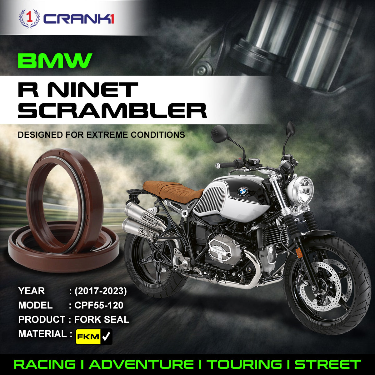 Fork Oil Seals Pair For BMW R nineT Scrambler (2017-2023) - CPF55-120