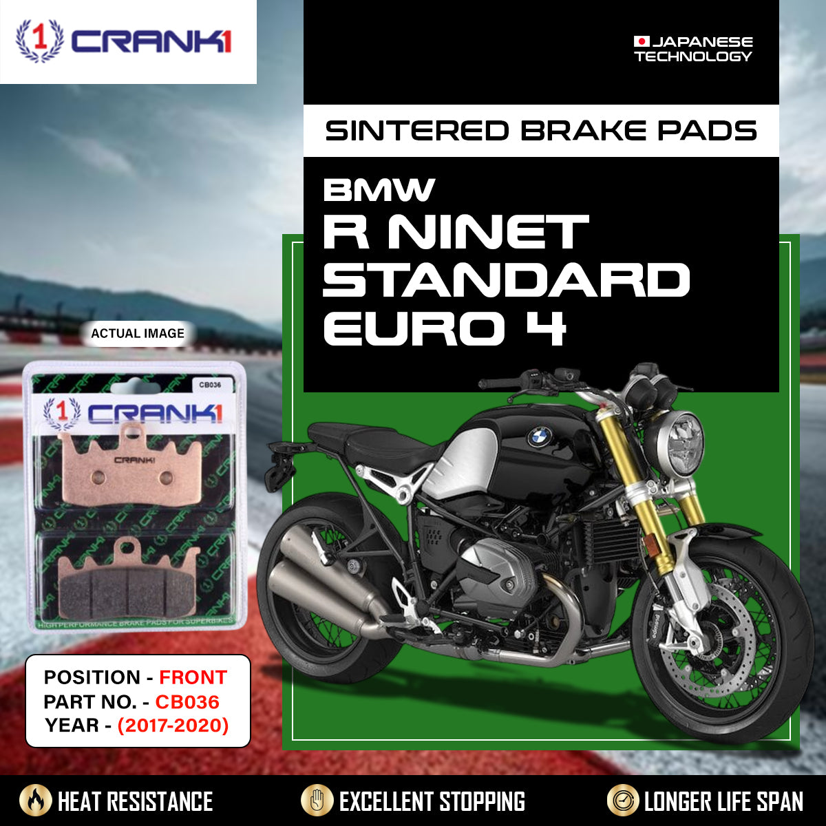 Sintered Brake Pads For BMW R nineT Standard  Euro 4 (2017-2020) - Front - CB036 - 2 Sets