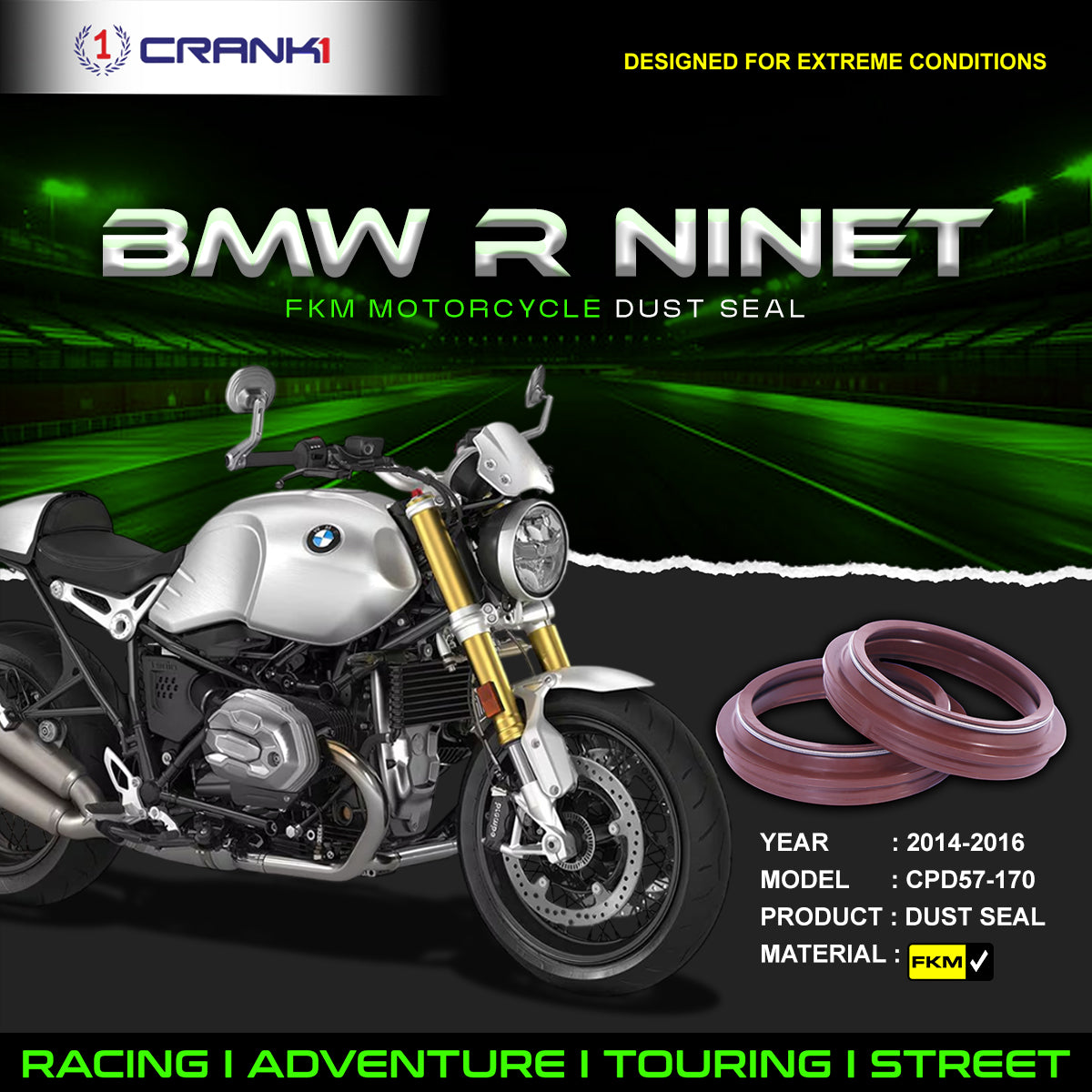 Fork Dust Seals Pair For BMW R nineT (2014-2016) - CPD57-170