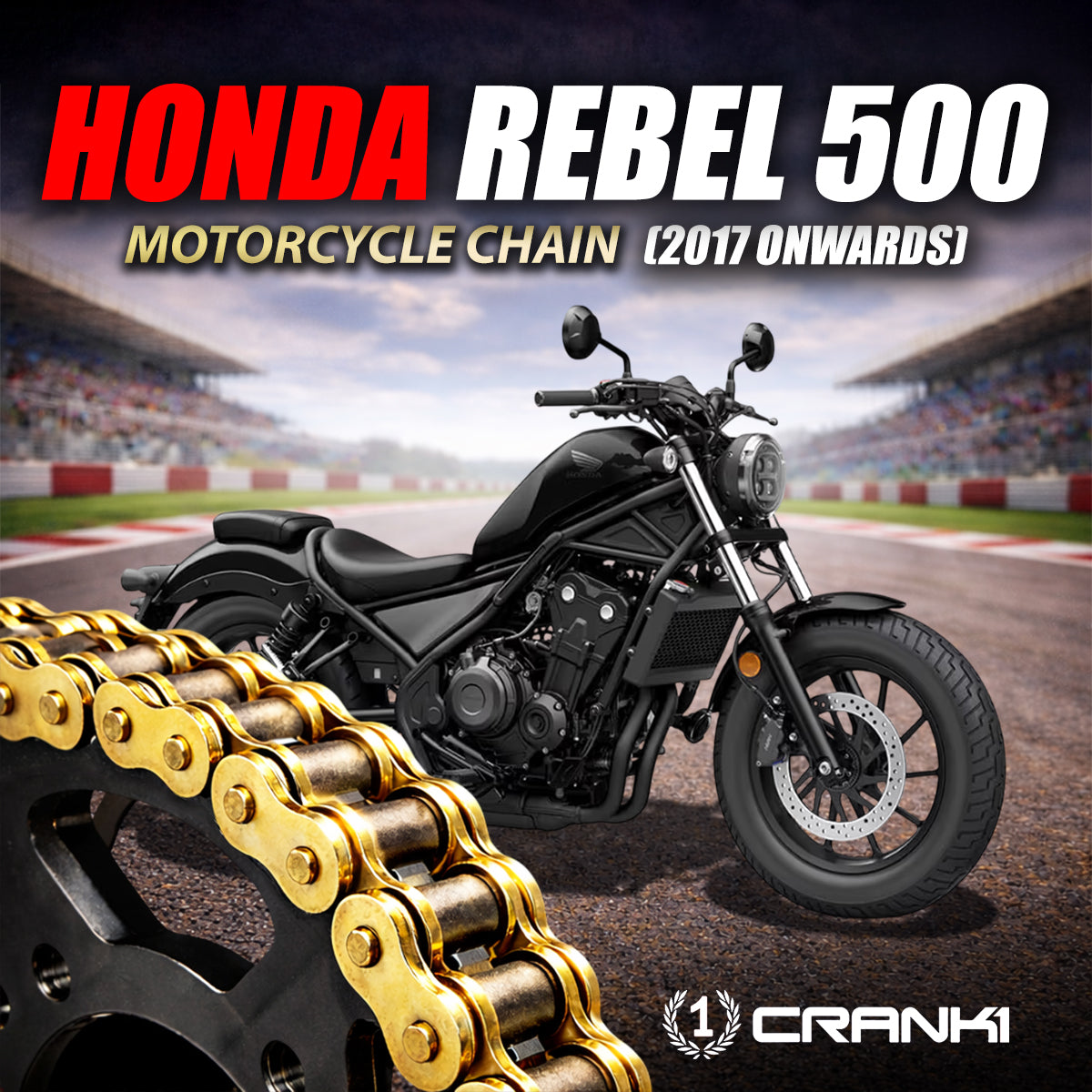 Chain For Honda Rebel 500 (2017 Onwards) - 520 Pitch x 112 Links Gold (ZVMX)