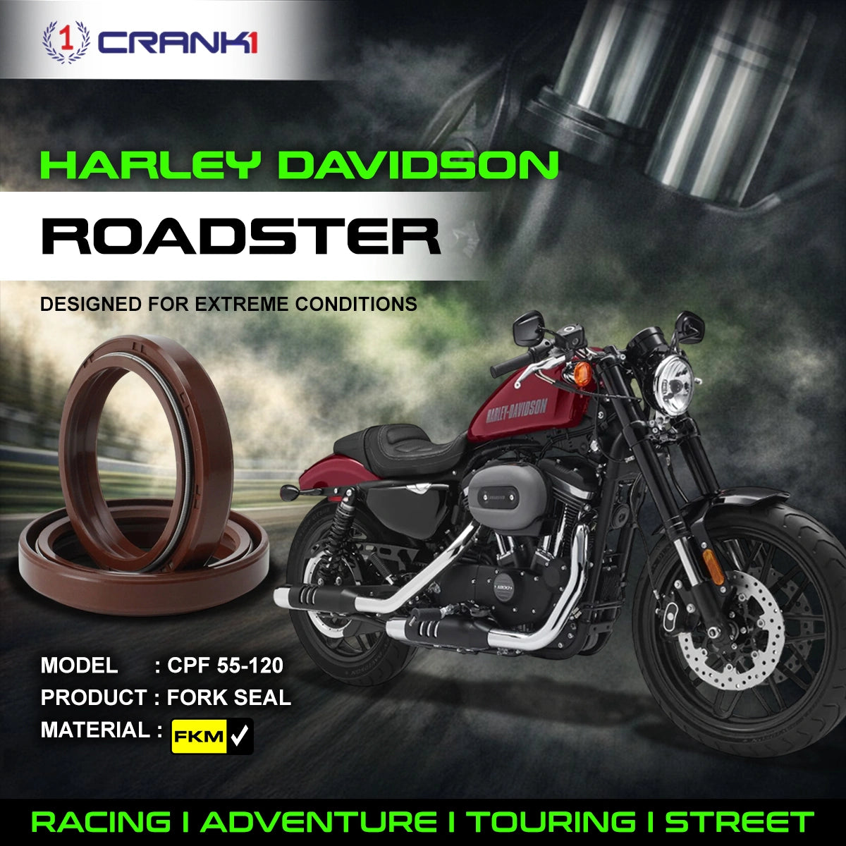 Fork Oil Seals Pair For Harley Davidson Roadster - CPF55-120