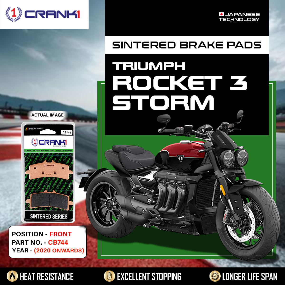 Sintered Brake Pads For Triumph Rocket 3 Storm (2020 Onwards) - Front - CB744 - 2 Sets