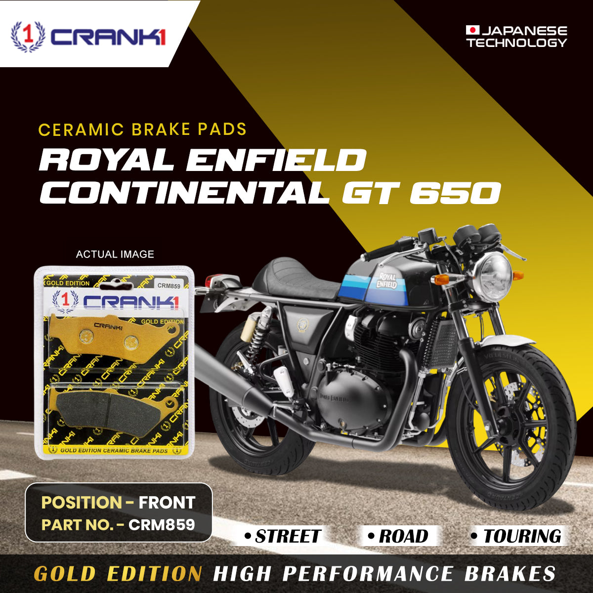 Ceramic Brake Pads For Royal Enfield Continental GT 650 - Front - CRM859