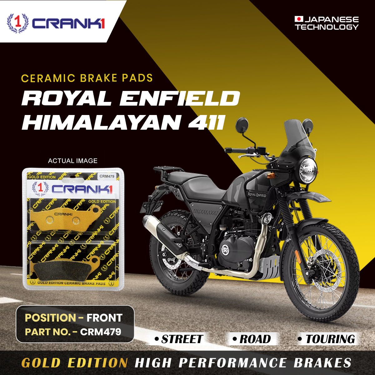 Ceramic Brake Pads For Royal Enfield Himalayan 411- Front - CRM479