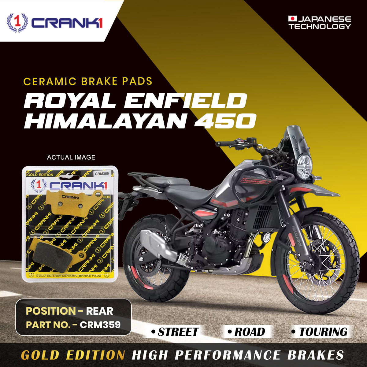 Ceramic Brake Pads For Royal Enfield Himalayan 450 - Rear - CRM359