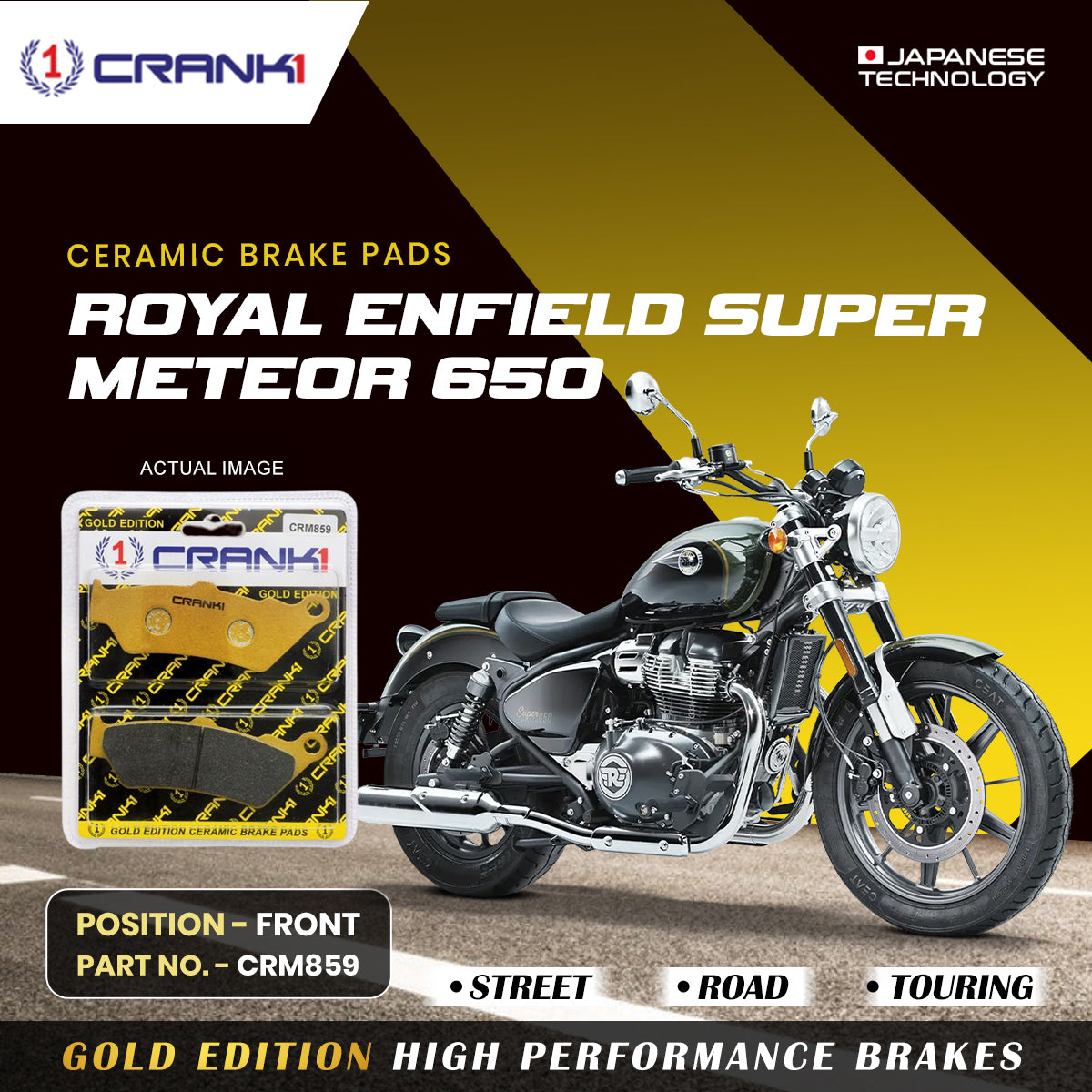 Ceramic Brake Pads For Royal Enfield Super Meteor 650 - Front - CRM859