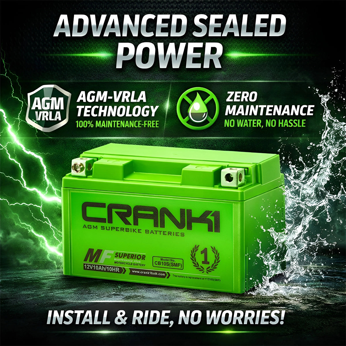 Battery For Aprilia Caponord 1200 (2010-2017) - CB14-BS - Factory Activated