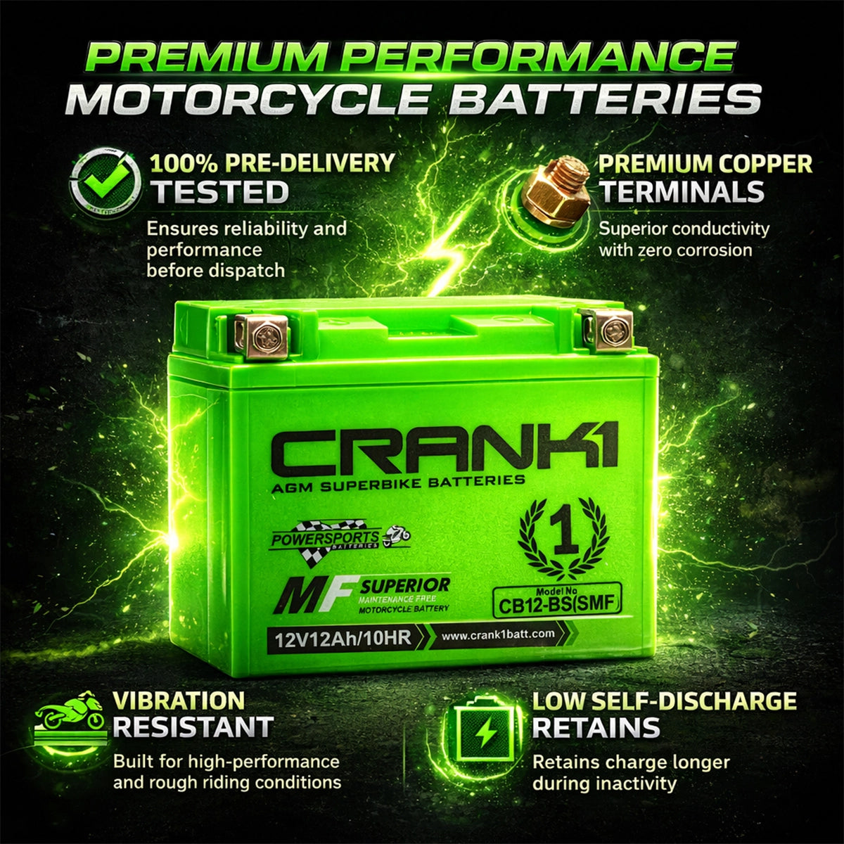 Battery For Aprilia Caponord 1200 (2010-2017) - CB14-BS - Factory Activated