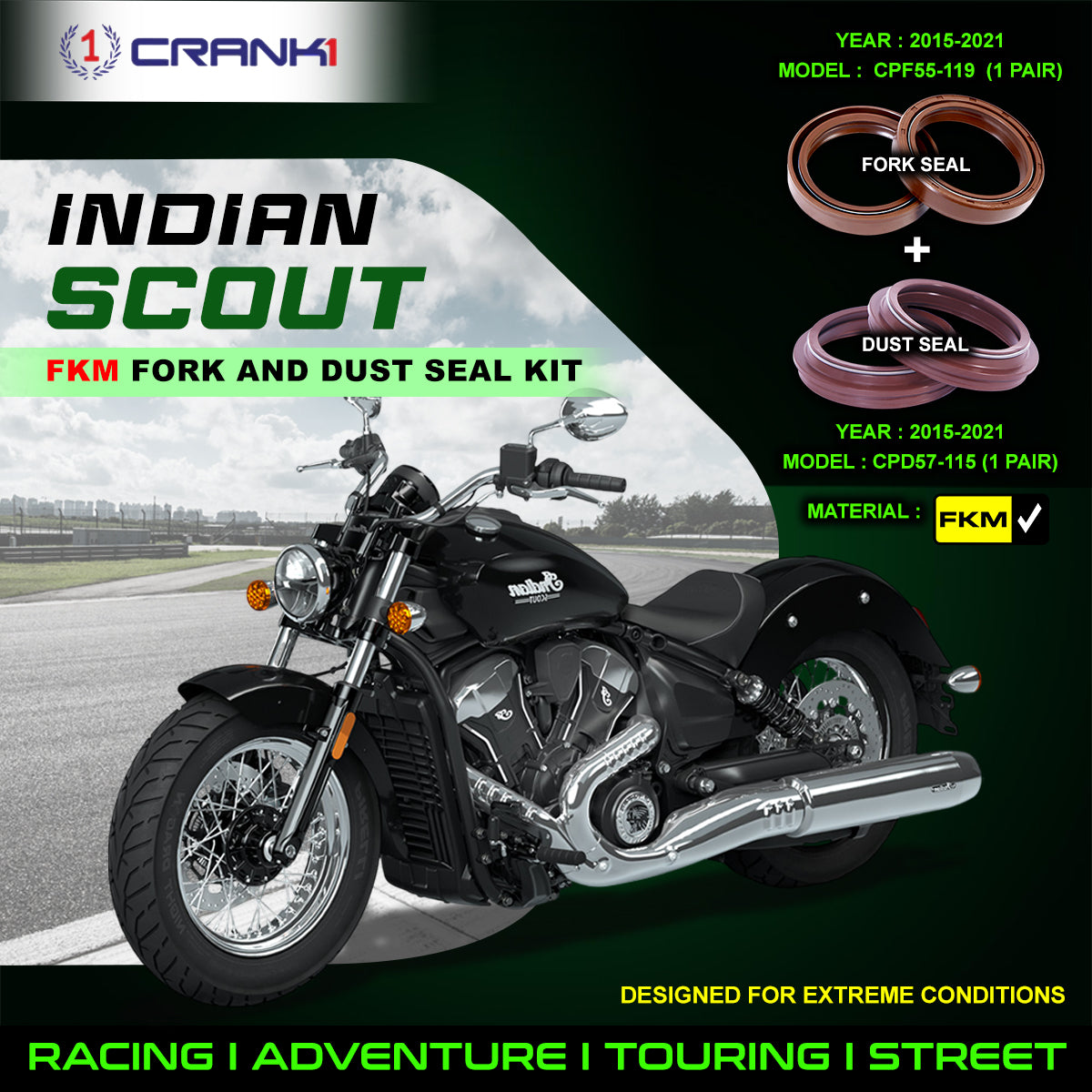 Fork And Dust Seals Kit For Indian Scout (2015-2021)