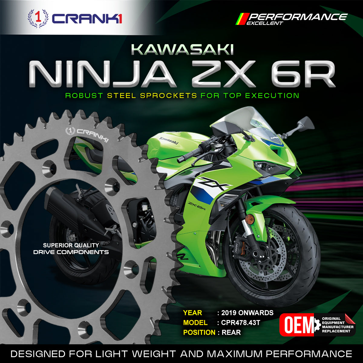 Sprocket For Kawasaki Ninja ZX-6R (2019 Onwards) - Rear - CPR478.43T