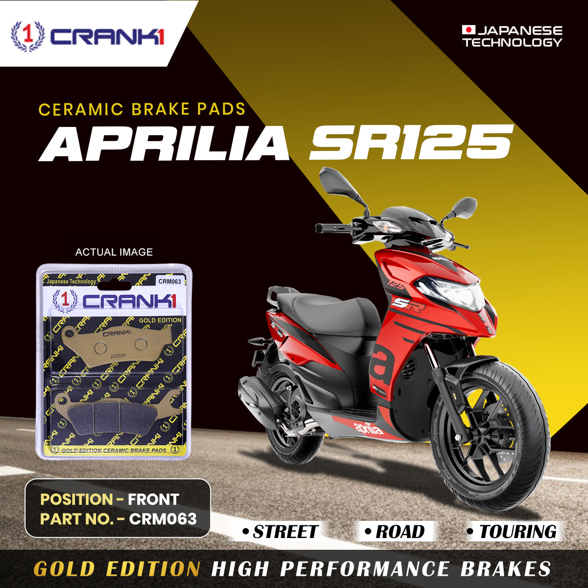 Ceramic Brake Pads For Aprilia SR125 - Front - CRM063