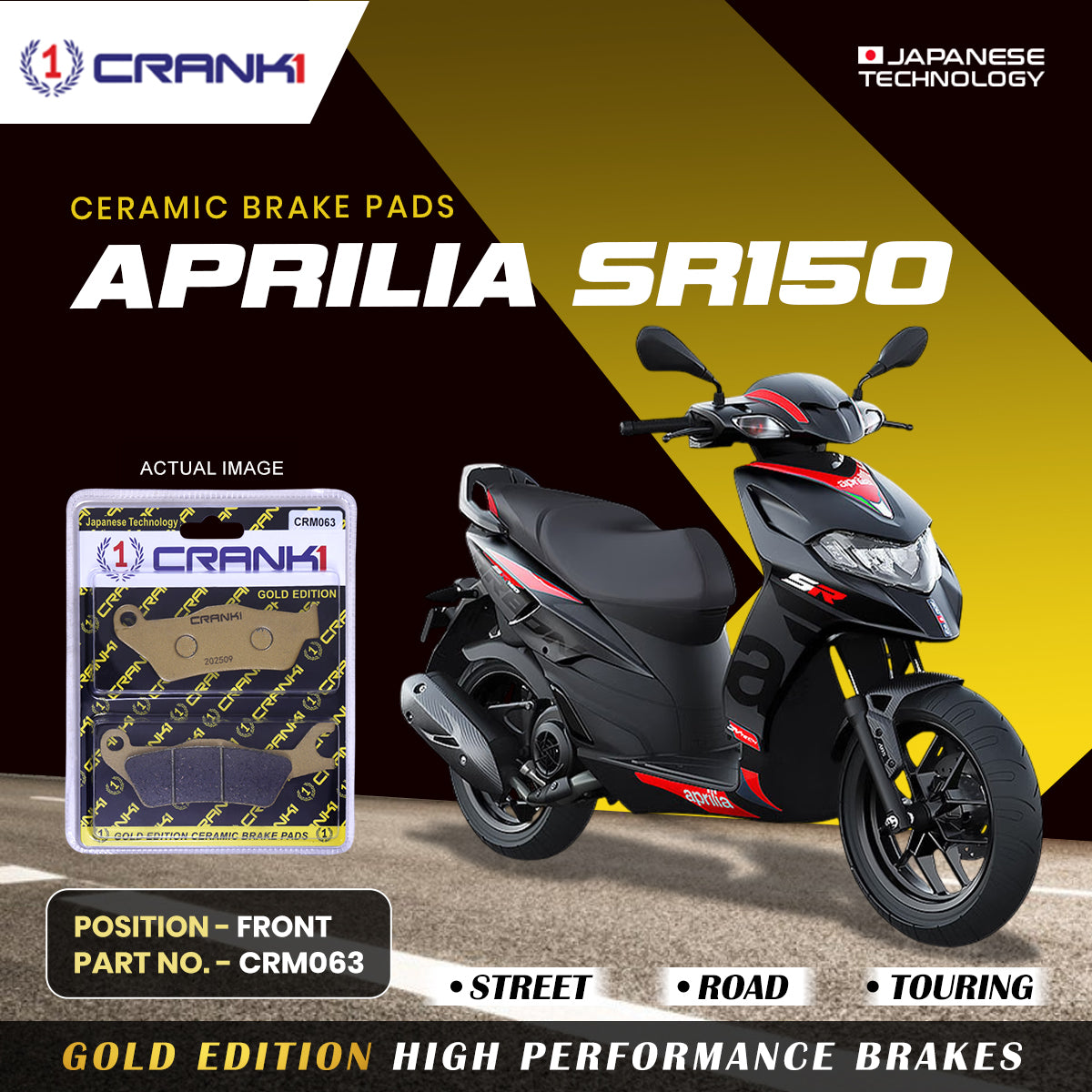 Ceramic Brake Pads For Aprilia SR150 - Front - CRM063