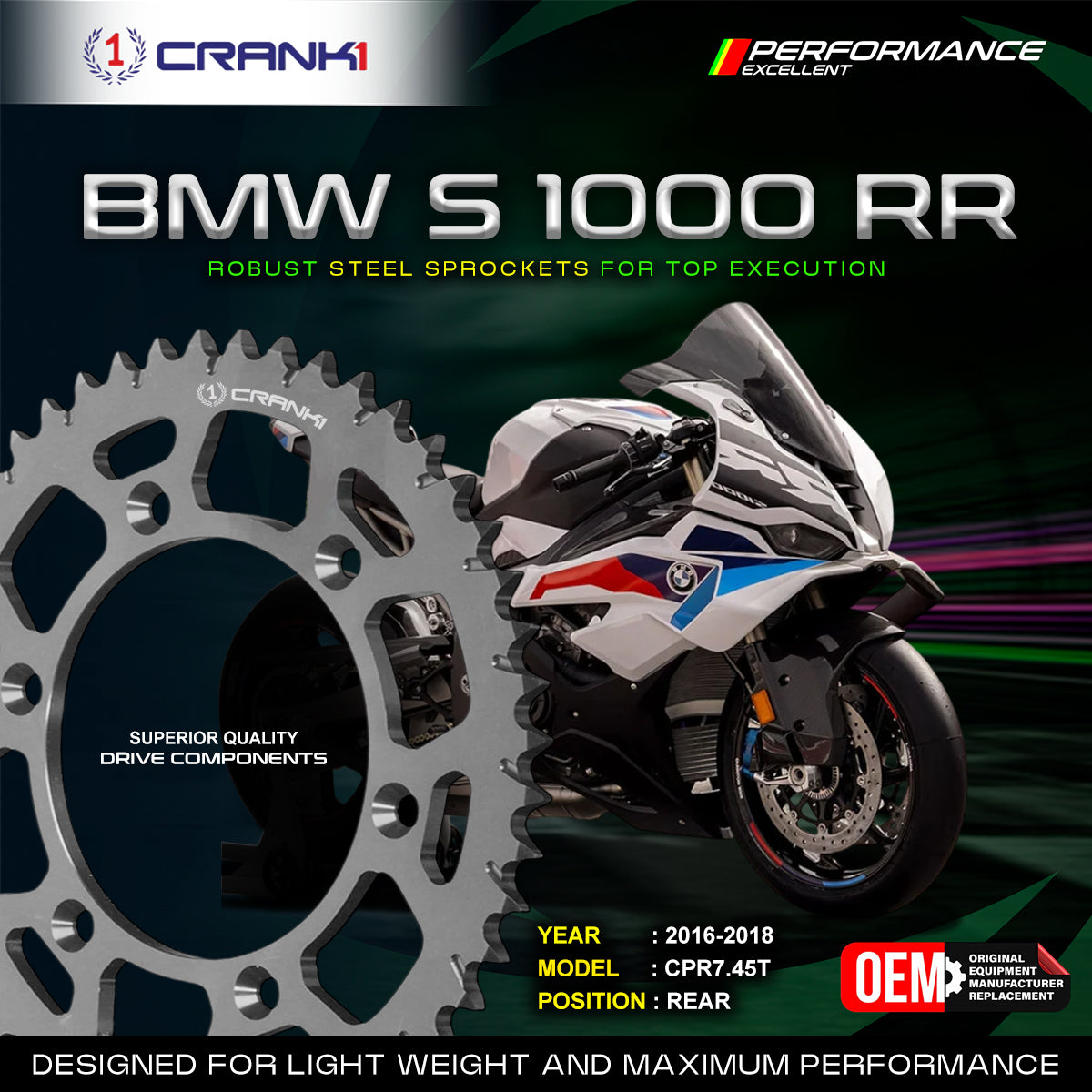 Sprocket For BMW S 1000 RR (2016-2018) - Rear - CPR7.45T