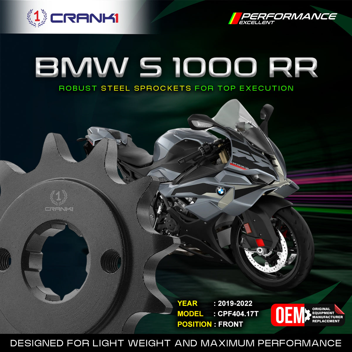 Sprocket For BMW S 1000 RR (2019-2022) - Front - CPF404.17T