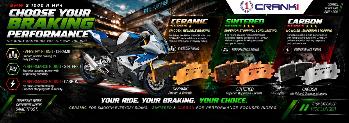 Ceramic Brake Pads For  BMW S 1000 R HP4 (2013-2014) - Front - CRM1309 - 2 Sets | Smooth Braking | Heat Resistant | Long Life | Disc Friendly