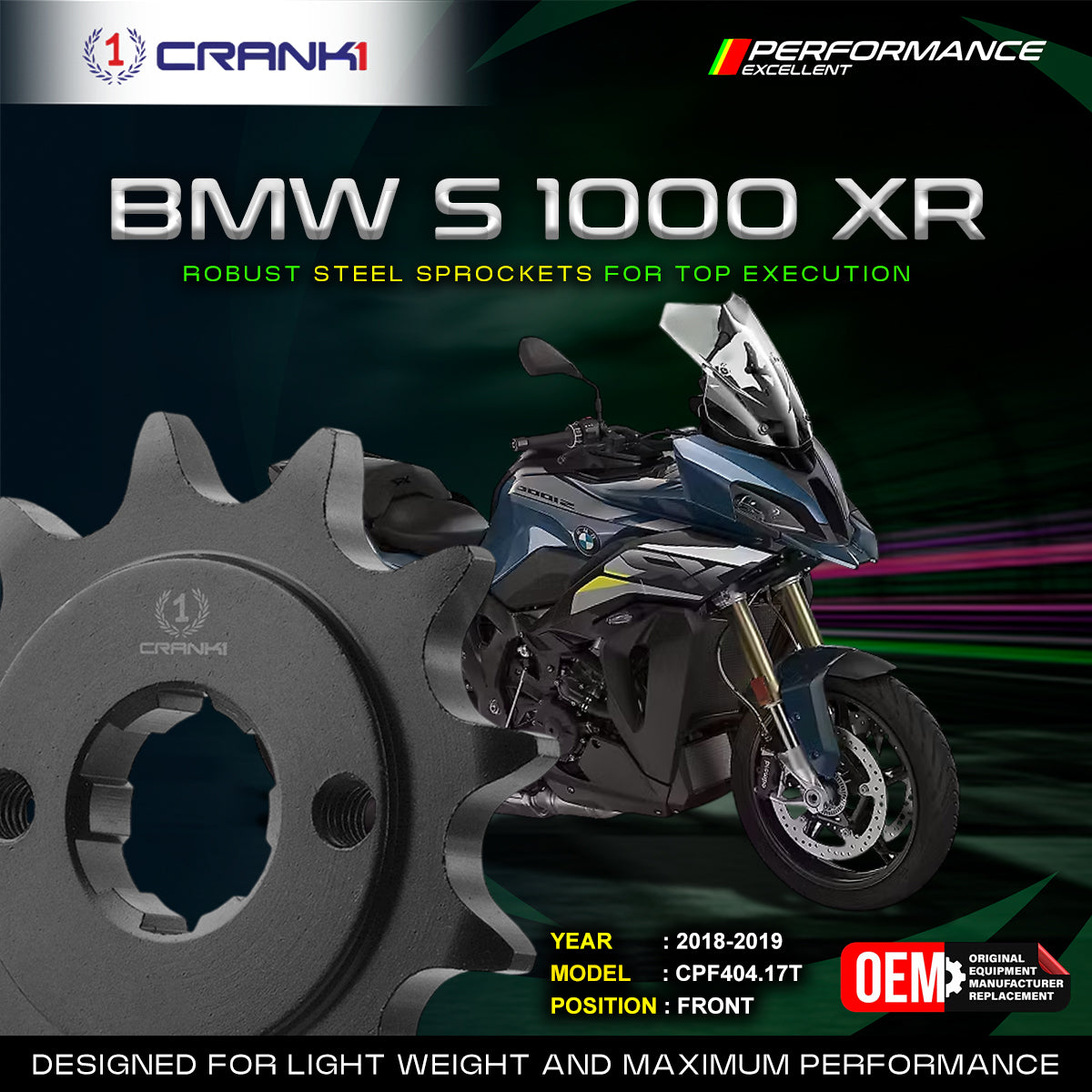 Sprocket For BMW S 1000 XR (2018-2019) - Front - CPF404.17T