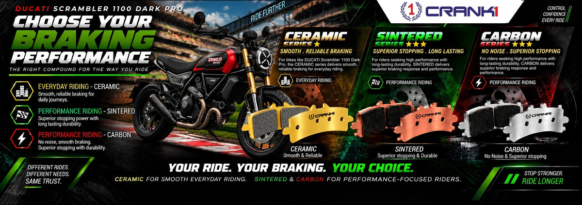 Ceramic Brake Pads For  Ducati Scrambler 1100 Dark Pro (2021-2025) - Rear - CRM359 - 1 Set | Smooth Braking | Heat Resistant | Long Life | Disc Friendly