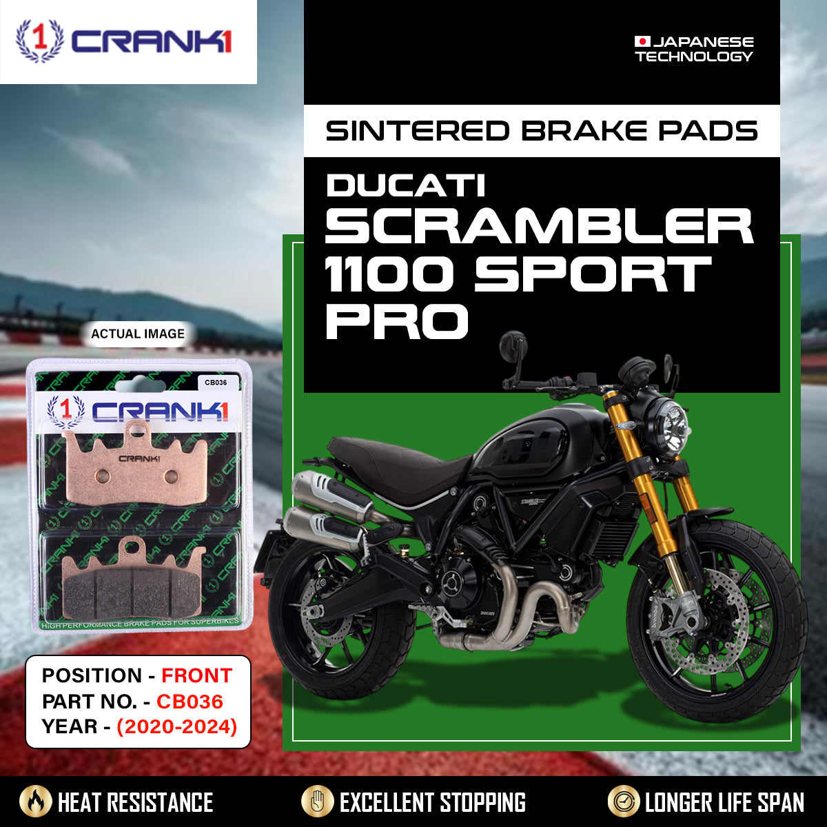 Sintered Brake Pads For Ducati Scrambler 1100 Sport Pro (2020-2024) - Front - CB036 - 2 Sets