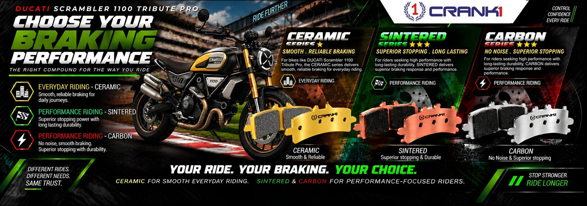 Ceramic Brake Pads For  Ducati Scrambler 1100 Tribute Pro (2022-2023) - Rear - CRM359 - 1 Set | Smooth Braking | Heat Resistant | Long Life | Disc Friendly