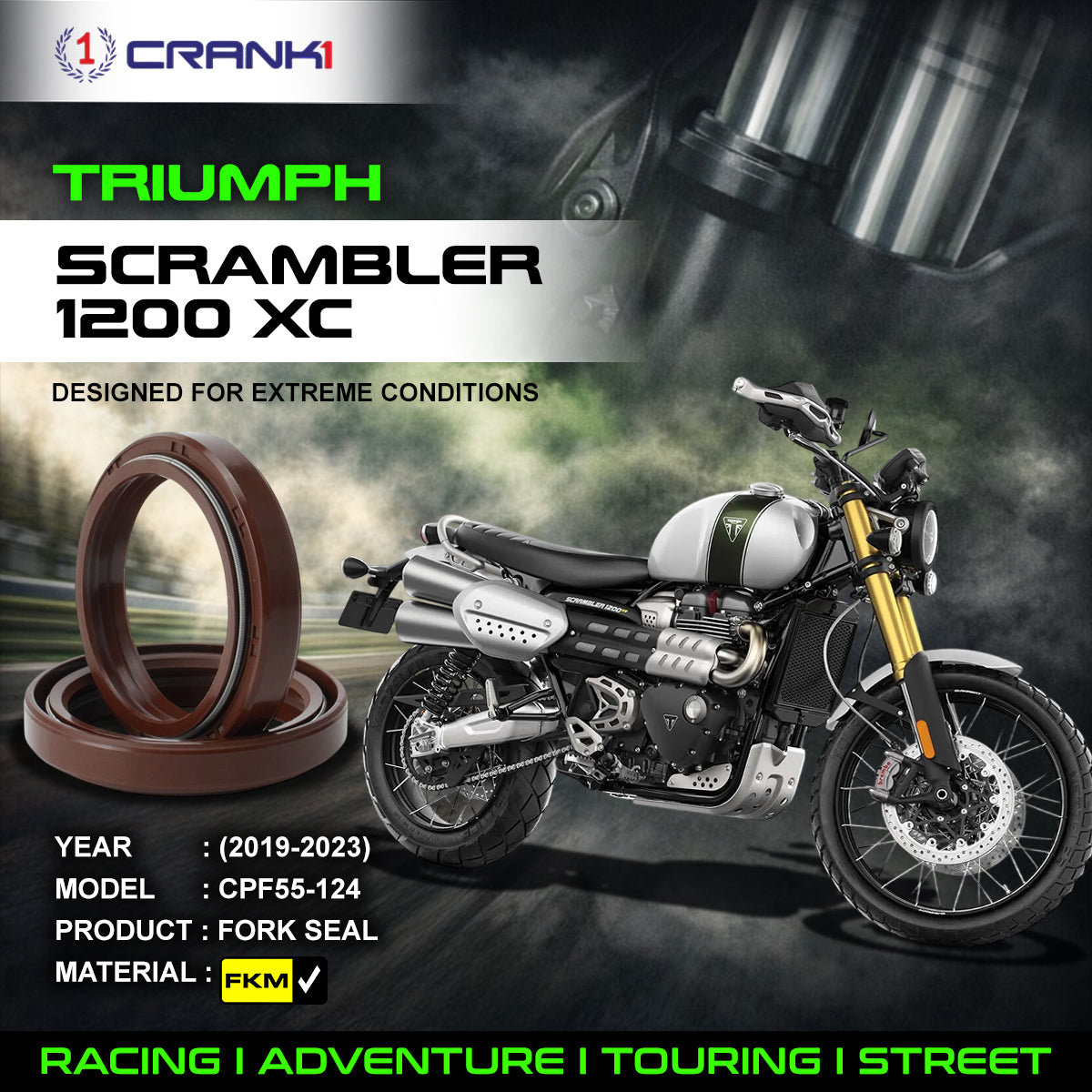 Fork Oil Seals Pair For Triumph Scrambler 1200 XC (2019-2023) - CPF55-124